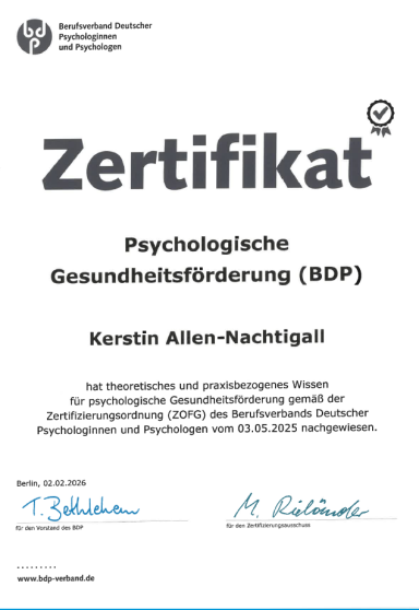 Zertifizierung psychologische Gesundheitsförderung
